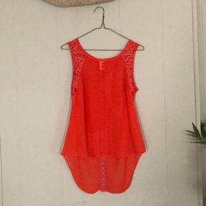 Orange high-low tank top